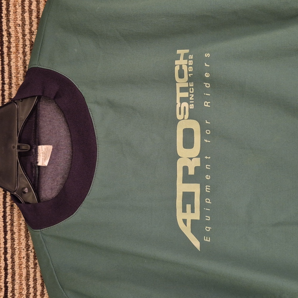AEROSTITCH Riderwear Green Black Poly Medium Windbreaker Moto Pullover Jacket - Picture 2 of 9